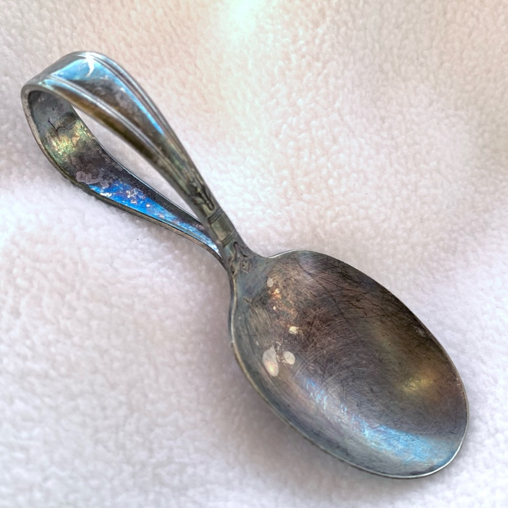 Oneida Silver Plate Baby Curled Handle Spoon